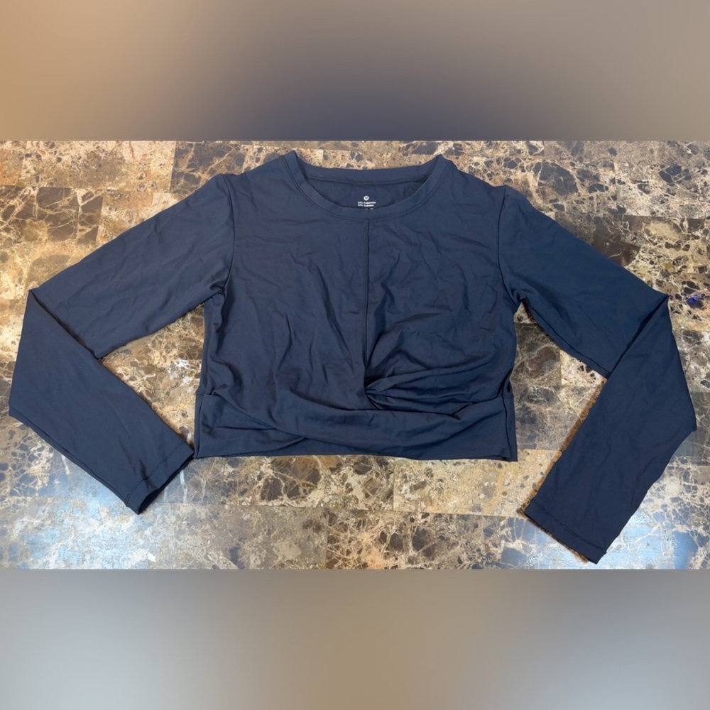 Black Long Sleeve Crop Top Active Wear